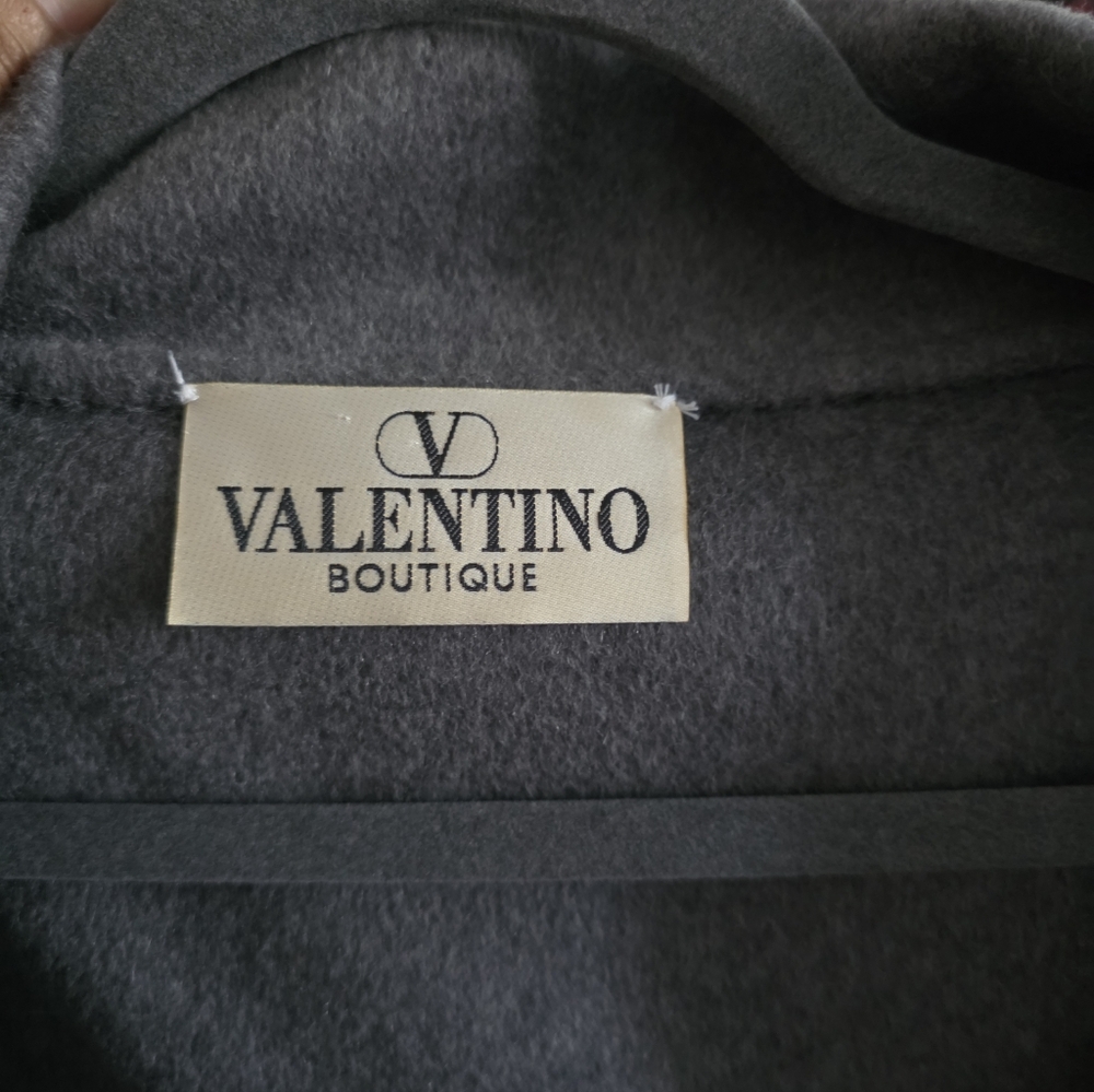 Valentino Charcoal Wool Jacket Cape Style with Gold Accents